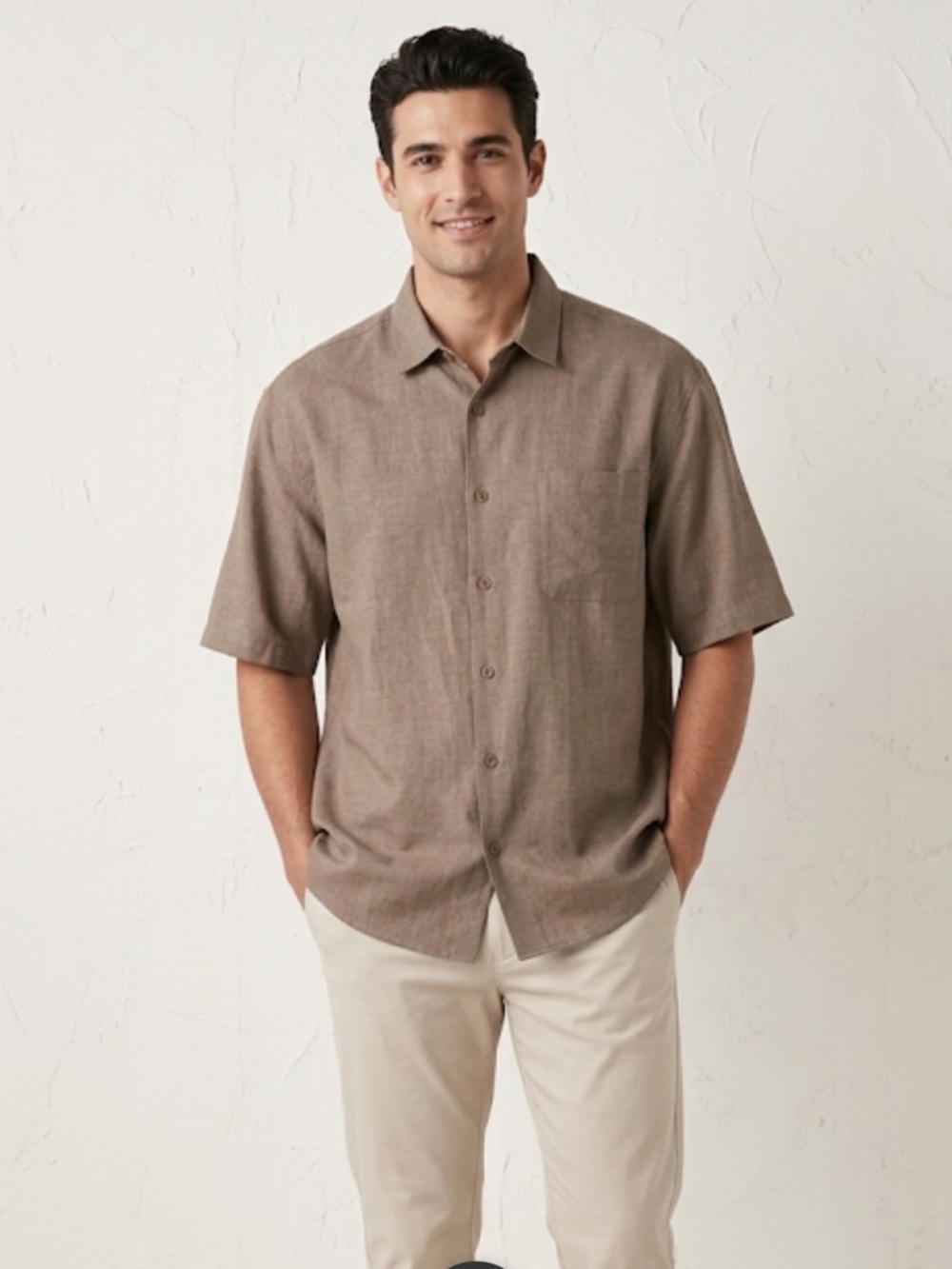 Trust Olive Green Short-Sleeve Button-Down Shirt for Men